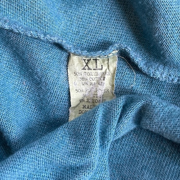 Alternative 3/4 Sleeve Two Tone Henley Tee Blue Burnout Cotton Soft Trendy GUC - Picture 4 of 6